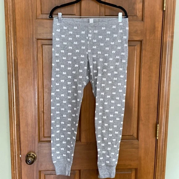 Old Navy thermal pajama pants size large, gray with white polar bears